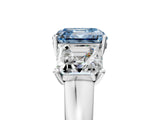 White gold Three-Stone Fancy Blue Asscher Cut Cut Solitaire Ring with Classic Prong Setting_17