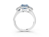 White gold Three-Stone Fancy Blue Asscher Cut Cut Solitaire Ring with Classic Prong Setting_3