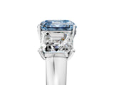 White gold Three-Stone Fancy Blue Asscher Cut Cut Solitaire Ring with Classic Prong Setting_5