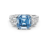 White gold Three-Stone Fancy Blue Asscher Cut Diamond Braided Band Ring with Four-Prong Setting_50