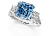 White gold Three-Stone Fancy Blue Asscher Cut Diamond Braided Band Ring with Four-Prong Setting_51