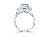White gold Three-Stone Fancy Blue Asscher Cut Diamond Braided Band Ring with Four-Prong Setting_53