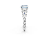 White gold Three-Stone Fancy Blue Asscher Cut Diamond Braided Band Ring with Four-Prong Setting_53