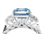 White gold Three-Stone Fancy Blue Asscher Cut Diamond Braided Band Ring with Four-Prong Setting_54
