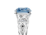 White gold Three-Stone Fancy Blue Asscher Cut Diamond Braided Band Ring with Four-Prong Setting_55