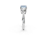 White gold Three-Stone Fancy Blue Asscher Cut Diamond Channel Set Engagement Ring with Prong Setting_2