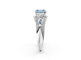 White gold Three-Stone Fancy Blue Asscher Cut Diamond Engagement Ring with Pave Band and Prong Setting_14
