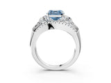 White gold Three-Stone Fancy Blue Asscher Cut Diamond Engagement Ring with Pave Band and Prong Setting_15