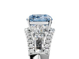 White gold Three-Stone Fancy Blue Asscher Cut Diamond Engagement Ring with Pave Band and Prong Setting_17