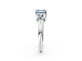 White gold Three-Stone Fancy Blue Asscher Cut Diamond Engagement Ring with Prong Setting_17