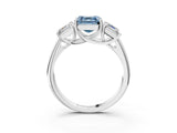 White gold Three-Stone Fancy Blue Asscher Cut Diamond Engagement Ring with Prong Setting_18