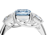 White gold Three-Stone Fancy Blue Asscher Cut Diamond Engagement Ring with Prong Setting_19