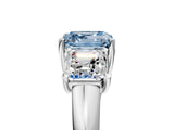 White gold Three-Stone Fancy Blue Asscher Cut Diamond Engagement Ring with Prong Setting_20
