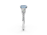 White gold Three-Stone Fancy Blue Asscher  Cut Diamond Pavé Band with Four-Prong Setting_2