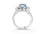 White gold Three-Stone Fancy Blue Asscher  Cut Diamond Pavé Band with Four-Prong Setting_3