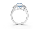White gold Three-Stone Fancy Blue Asscher  Cut Diamond Ring with Channel-Set Band and Four-Prong Setting_20