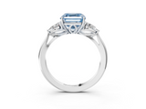White gold Three-Stone Fancy Blue Asscher  Cut Diamond Ring with Pear Side Stones in Four-Prong Setting_20