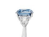 White gold Three-Stone Fancy Blue Asscher  Cut Diamond Ring with Pear Side Stones in Four-Prong Setting_22