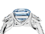 White gold Three-Stone Fancy Blue Asscher Cut Diamond Ring with Round  Pavé Band and Prong Setting_163