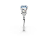 White gold Three-Stone Fancy Blue Asscher Cut Diamond Ring with Round  Pavé Band and Prong Setting_28