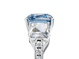 White gold Three-Stone Fancy Blue Asscher Cut Diamond Ring with Round  Pavé Band and Prong Setting_53