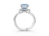 White gold Three-Stone Fancy Blue Asscher  Cut Diamond Solitaire with Prong Setting and Classic Band_3