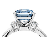 White gold Three-Stone Fancy Blue Asscher  Cut Diamond Solitaire with Prong Setting and Classic Band_4