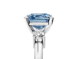 White gold Three-Stone Fancy Blue Asscher  Cut Diamond Solitaire with Prong Setting and Classic Band_5