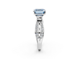 White gold Three-Stone Fancy Blue Asscher  Cut Diamond Twist Band with Prong Setting_19