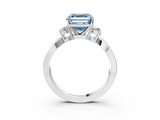 White gold Three-Stone Fancy Blue Asscher  Cut Diamond Twist Band with Prong Setting_20