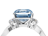 White gold Three-Stone Fancy Blue Asscher  Cut Diamond Twist Band with Prong Setting_21