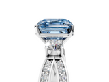 White gold Three-Stone Fancy Blue Asscher  Cut Diamond Twist Band with Prong Setting_22