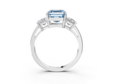 White gold Three-Stone Fancy Blue Asscher  Cut Solitaire Ring with Prong Setting_6
