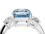 White gold Three-Stone Fancy Blue Asscher  Cut Solitaire Ring with Prong Setting_7