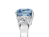White gold Three-Stone Fancy Blue Asscher  Cut Solitaire Ring with Prong Setting_8