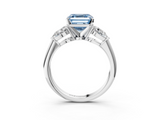 White gold Three-Stone Fancy Blue Asscher  Diamond Ring with Pear Side Stones in Four-Prong Setting_20