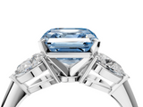 White gold Three-Stone Fancy Blue Asscher  Diamond Ring with Pear Side Stones in Four-Prong Setting_21