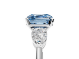 White gold Three-Stone Fancy Blue Asscher  Diamond Ring with Pear Side Stones in Four-Prong Setting_22