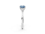 White gold Three-Stone Fancy Blue Cushion Cut Brilliant Diamond Solitaire Ring with Tapered Band and Four-Prong Setting_33