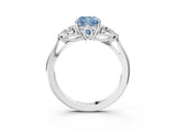 White gold Three-Stone Fancy Blue Cushion Cut Brilliant Diamond Solitaire Ring with Tapered Band and Four-Prong Setting_34