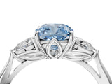 White gold Three-Stone Fancy Blue Cushion Cut Brilliant Diamond Solitaire Ring with Tapered Band and Four-Prong Setting_35