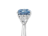 White gold Three-Stone Fancy Blue Cushion Cut Brilliant Diamond Solitaire Ring with Tapered Band and Four-Prong Setting_36