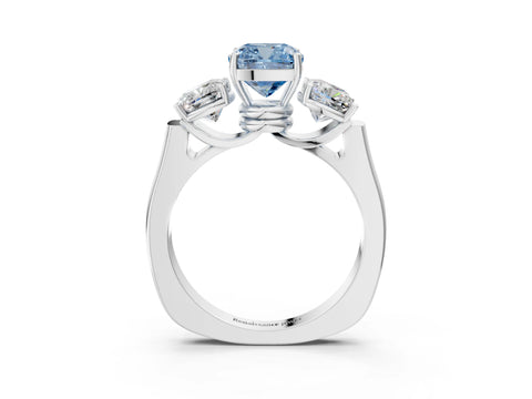 White gold Three-Stone Fancy Blue Cushion Cut Brilliant Diamond Trellis Ring with Comfort Fit Band_15