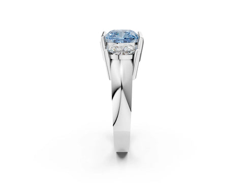 White gold Three Stone Fancy Blue Cushion Cut Cut Channel Set Diamond Ring_26