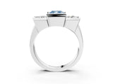 White gold Three Stone Fancy Blue Cushion Cut Cut Channel Set Diamond Ring_27