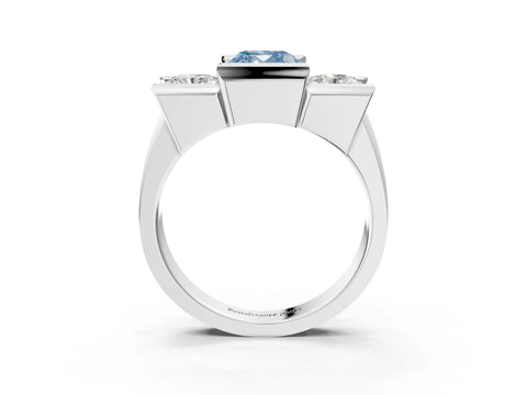 White gold Three Stone Fancy Blue Cushion Cut Cut Channel Set Diamond Ring_27