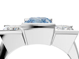 White gold Three Stone Fancy Blue Cushion Cut Cut Channel Set Diamond Ring_28