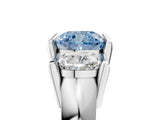 White gold Three Stone Fancy Blue Cushion Cut Cut Channel Set Diamond Ring_29