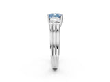 White gold Three-Stone Fancy Blue Cushion Cut Cut Classic Band Prong Setting Ring_2