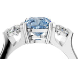 White gold Three-Stone Fancy Blue Cushion Cut Cut Classic Band Prong Setting Ring_4